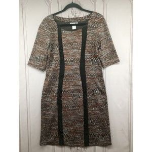 Rodan Dress Women's SZ M Sheath Woven Stretch 3/4 Length Sleeves Knee Length EUC